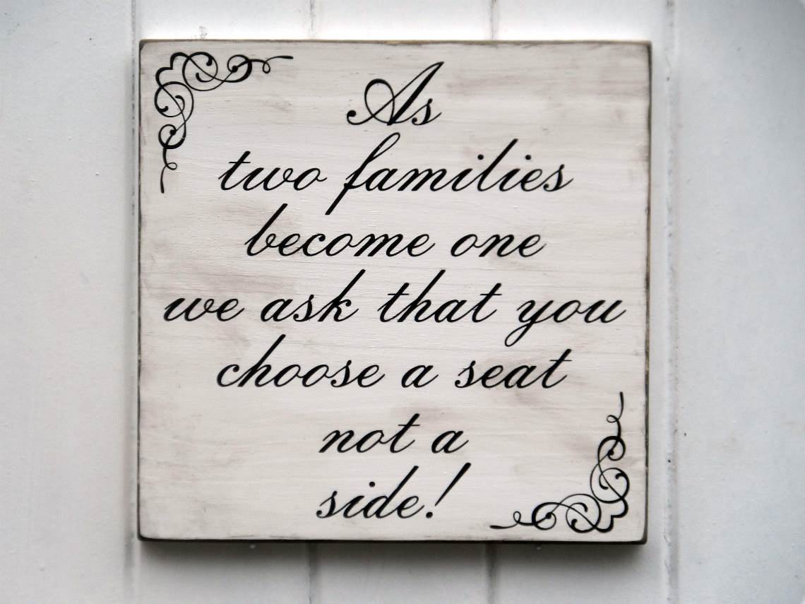 'Choose A Seat Not A Side' wooden sign via arkwoodsigns