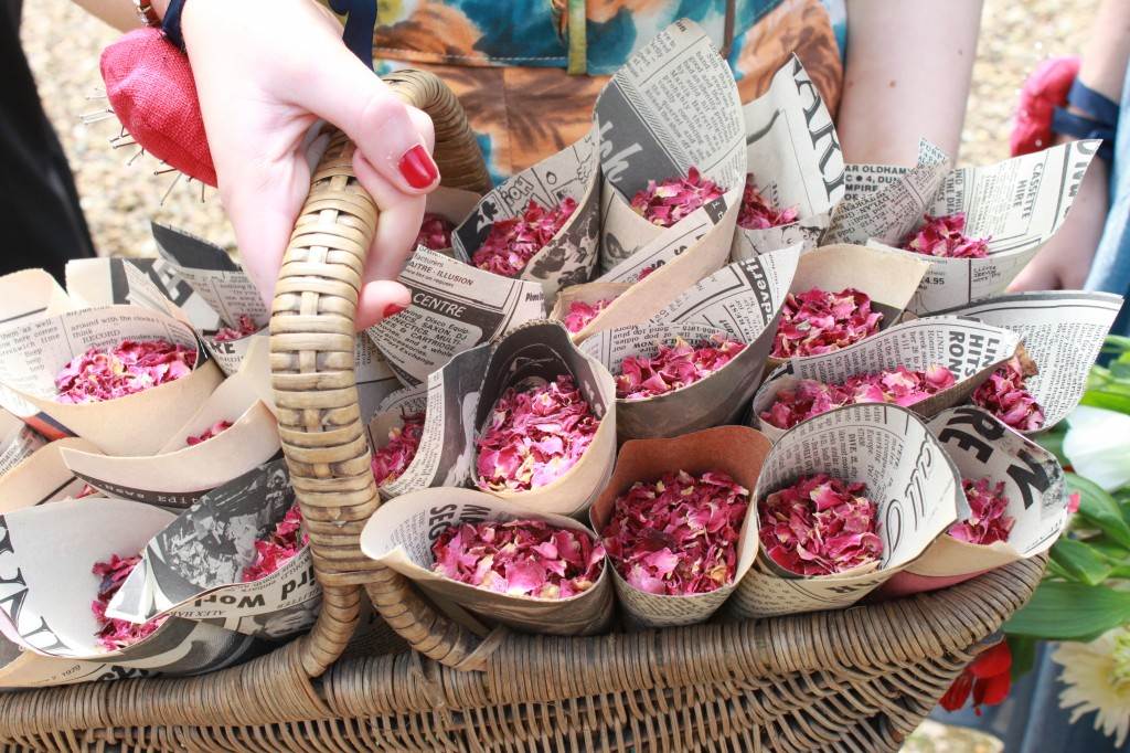 rose petal confetti by Kate Beavis for The National Vintage Wedding Fair