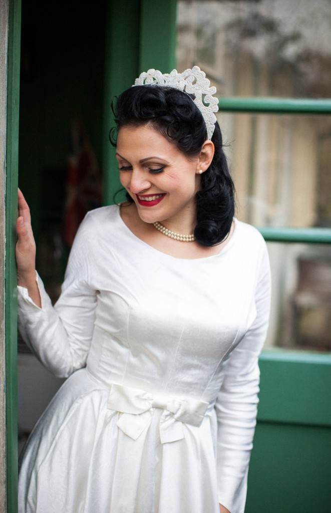 1940s vintage wedding dress shot by Sally Forder for Binky Nixon for the National Vintage Wedding Fair 