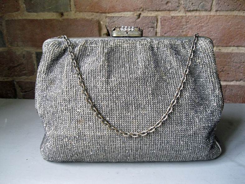 Beautiful French 1930s silver beadwork bag, from a selection of original vintage accessories from Cherished.