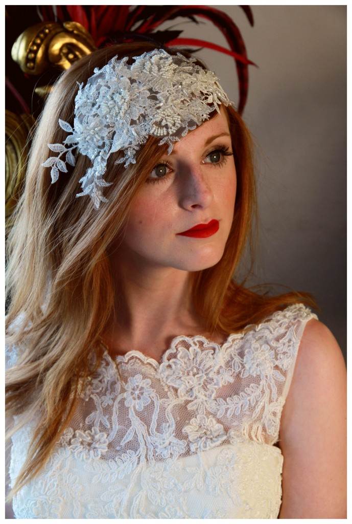 Elsa vintage wedding head piece by Lottie Loves Vintage as featured on The National Vintage Wedding Fair blog