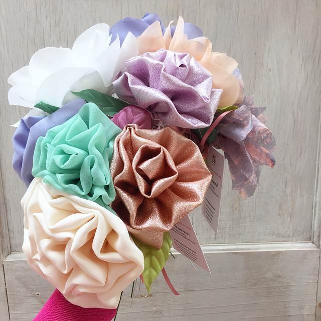 Fabric wedding flowers by Daphne Rosa for the Unique Bride Box by the National Vintage Wedding Fair