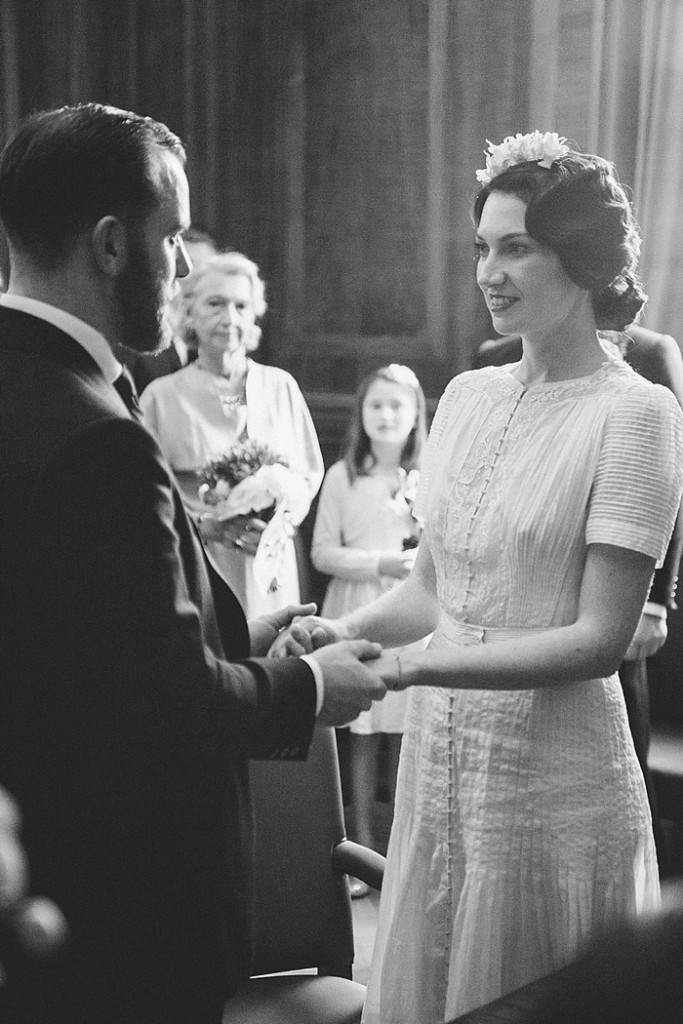 Real Wedding: hackney Town Hall, 1920s vintage ceremony as featured on the National Vintage Wedding Fair photographed by Claire Macintyre