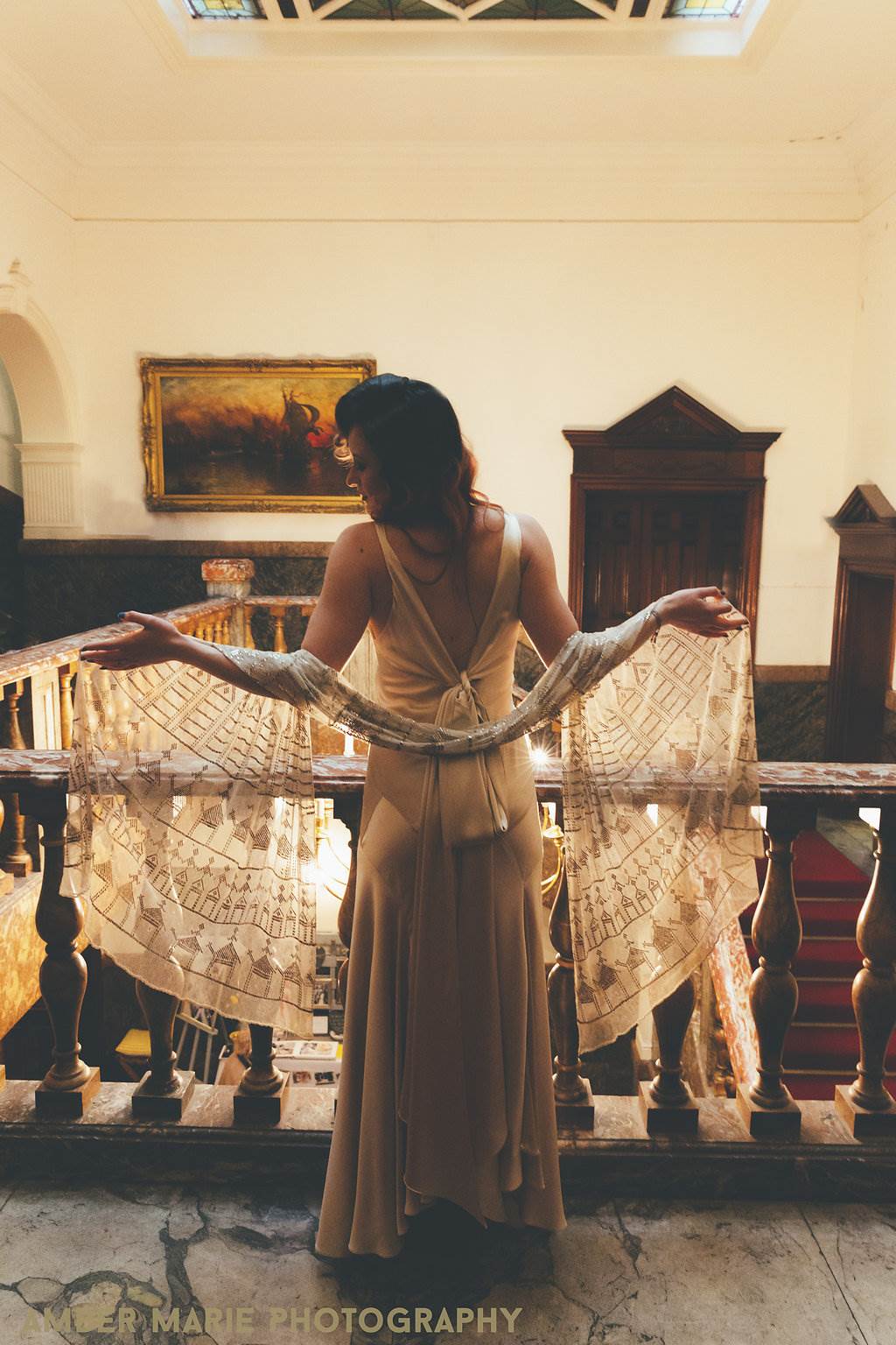 Vintage wedding dresses at the fashion parade photo by Amber Marie Photography at the National Vintage Wedding Fair