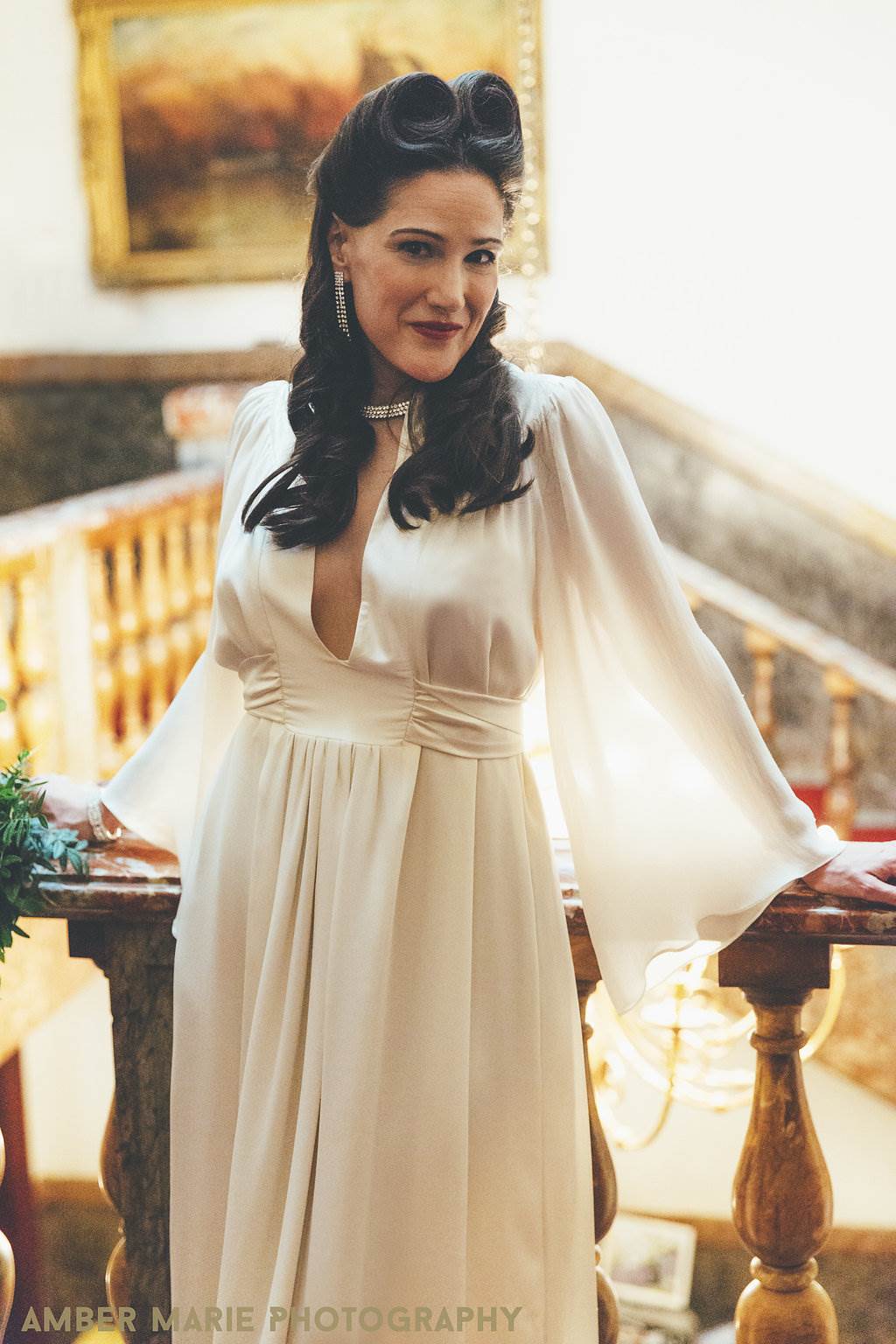 Vintage wedding dresses at the fashion parade photo by Amber Marie Photography at the National Vintage Wedding Fair