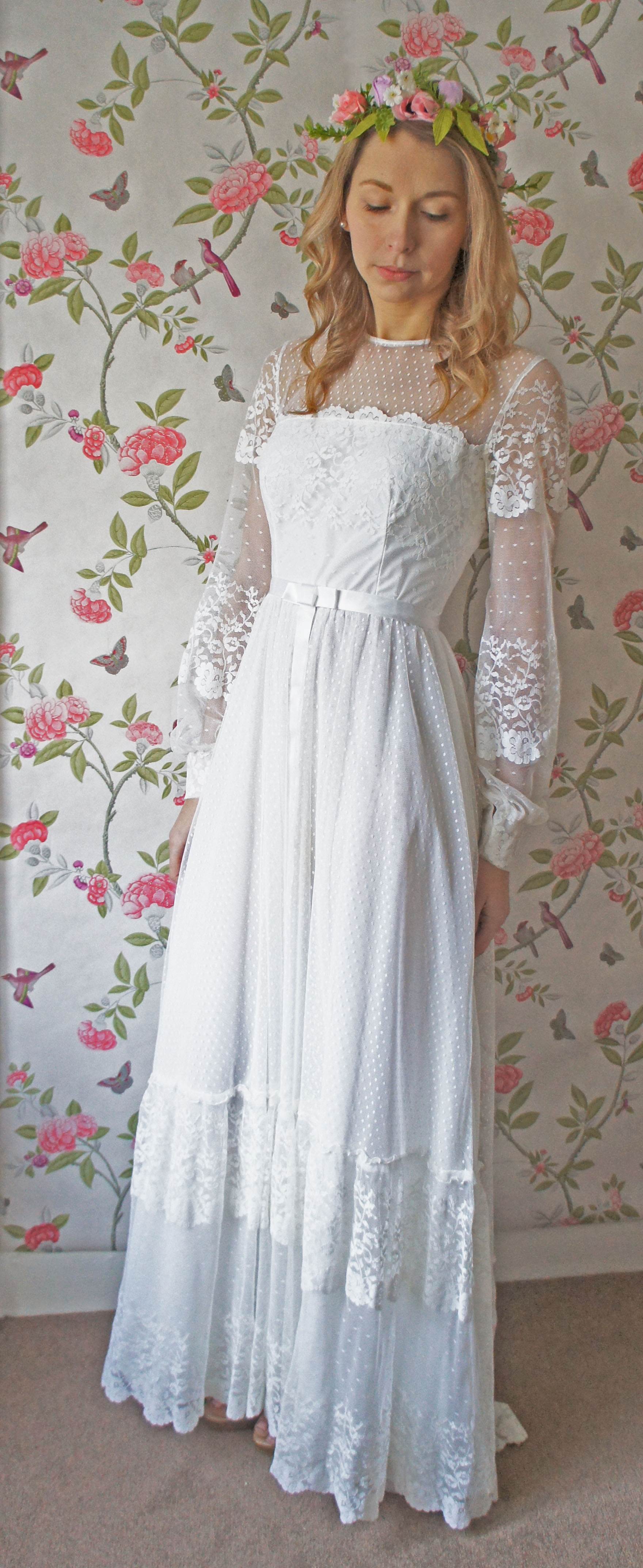 1970s vintage wedding dress from Sincerely Bea Bridal as featured on The National Vintage Wedding Fair blog