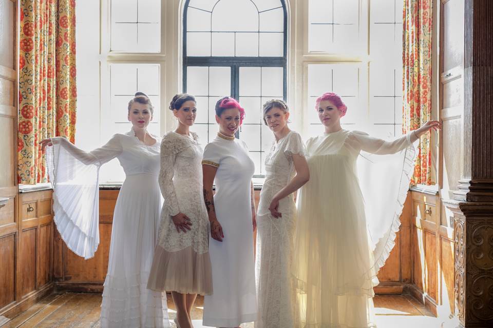 National Vintage Wedding Fair - Sue Kwiatkowska models wearing vintage and vintage inspired wedding dresses at The National Vintage Wedding Fair's Greenwich London event