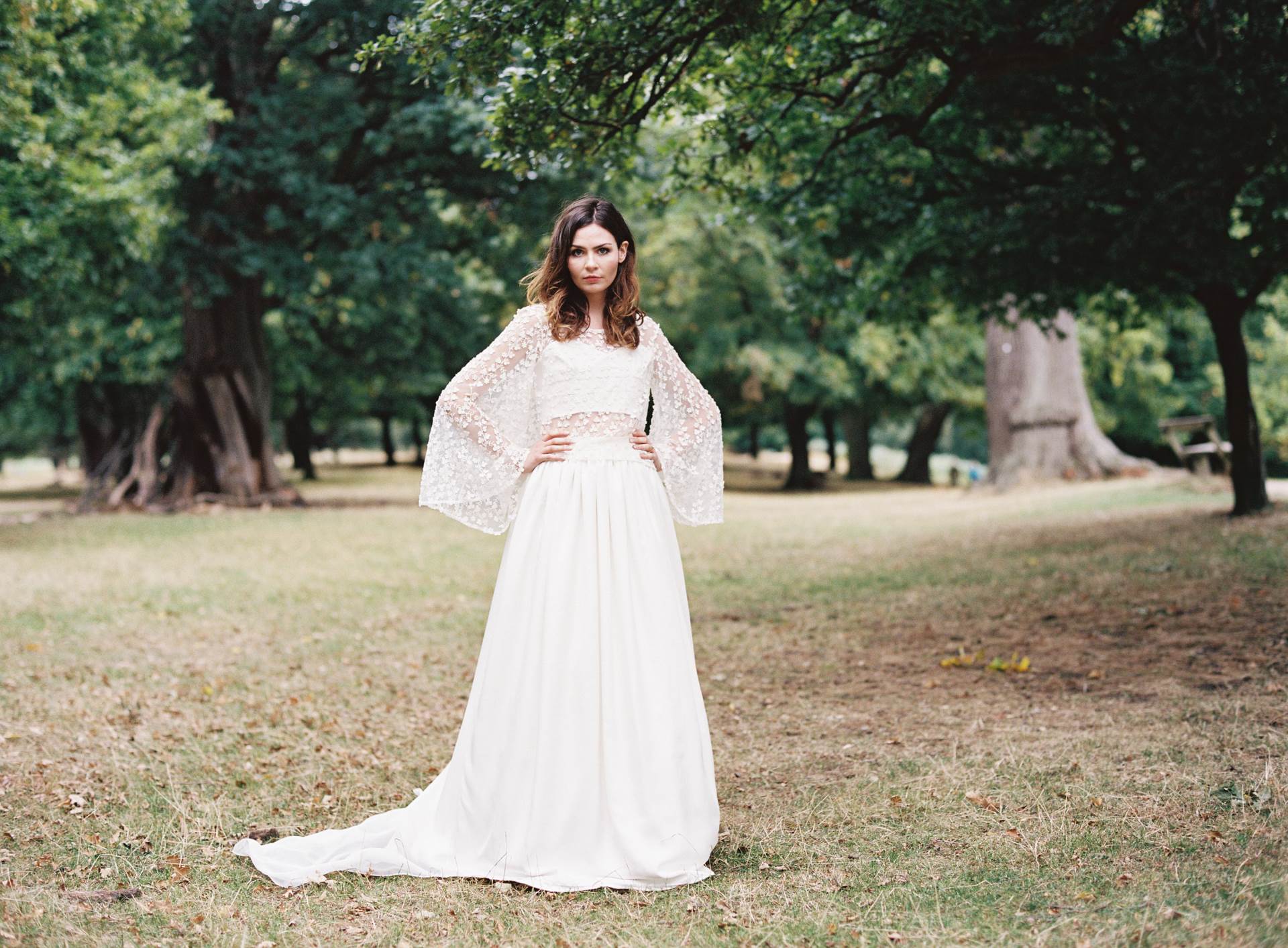 Kate Edmondson 1970s vintage style bridal separates, photo taken by Natasha Hurley