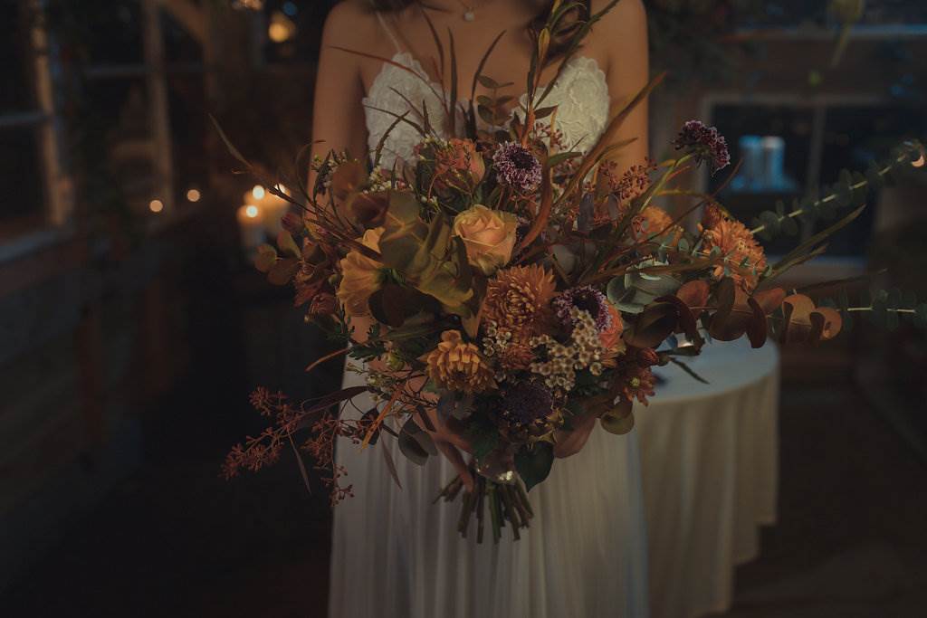 An autumnal wedding Secret Garden Styled Shoot in an upcycled green house