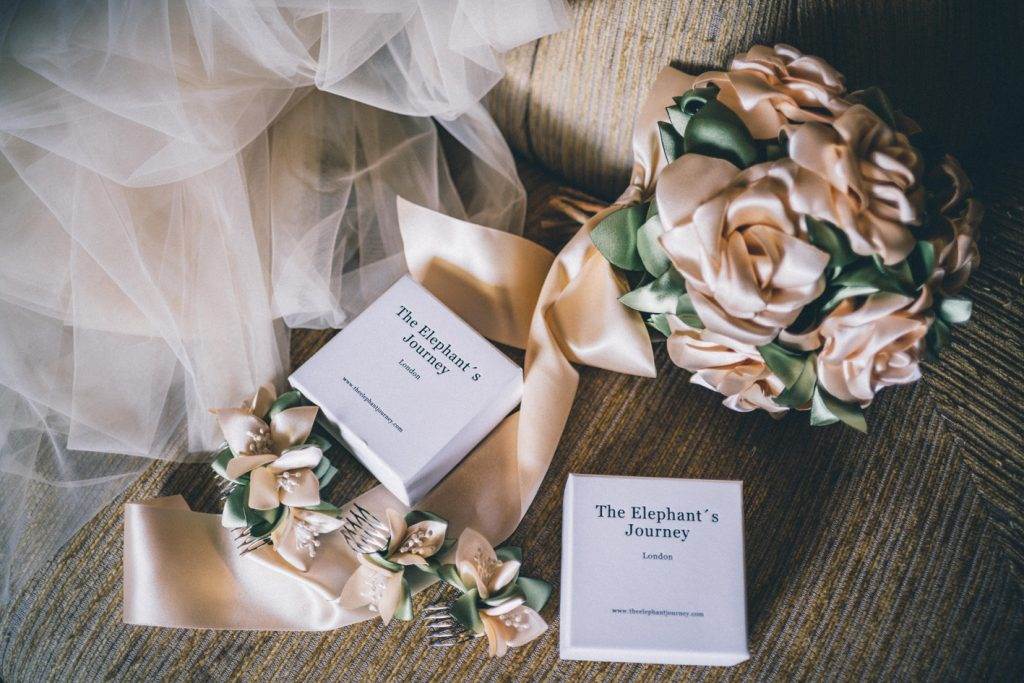 A magical Portuguese wedding with a pink lace dress & silk flowers