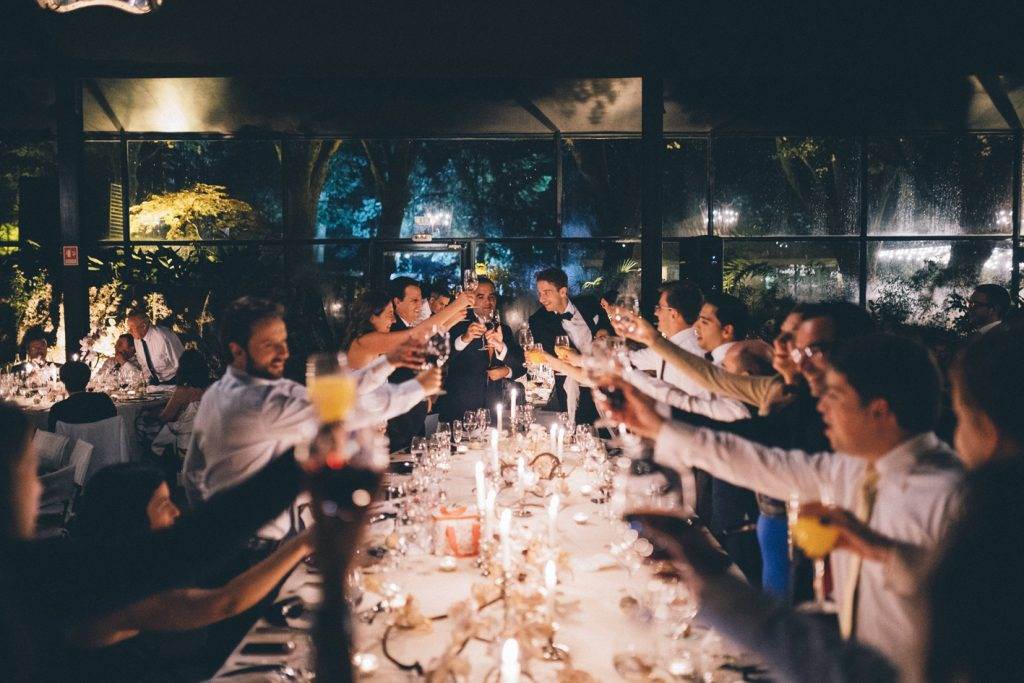 A magical Portuguese wedding with a pink lace dress & silk flowers