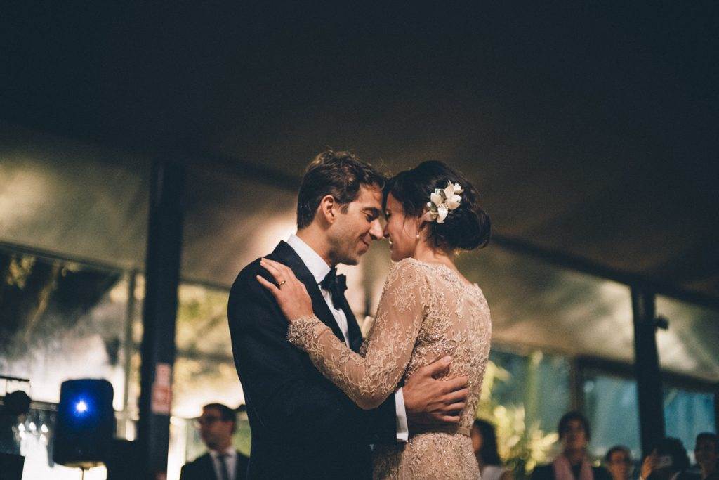 A magical Portuguese wedding with a pink lace dress & silk flowers