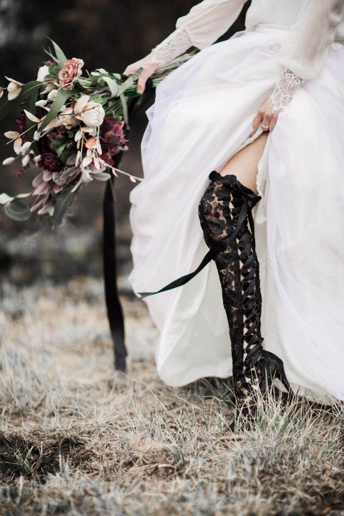 Over the knee Ivory Lace Wedding Boots - House of Elliot