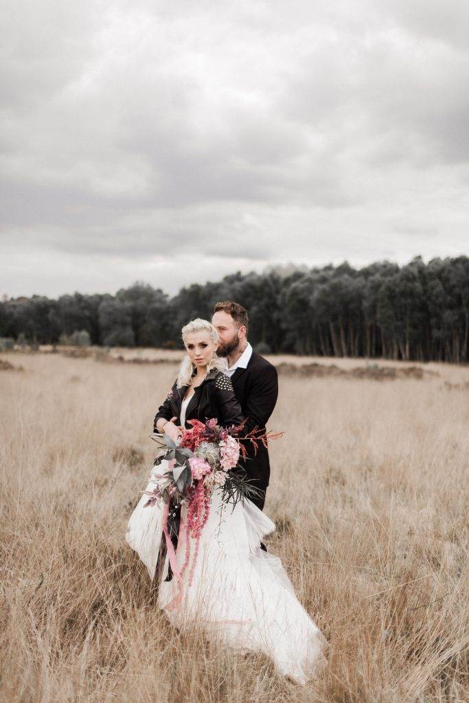 Wearing a painted leather jacket with your wedding dress