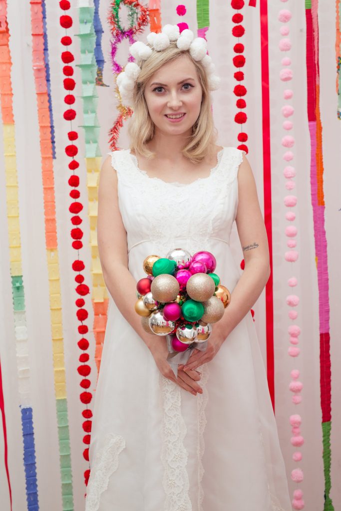 1960s Christmas wedding inspiration with pom poms & baubles galore!