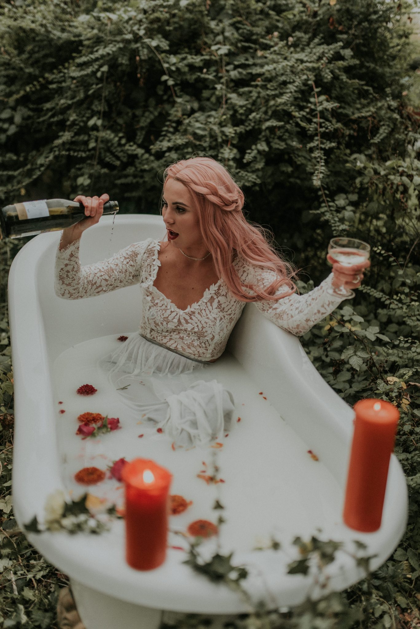 Bridal Inspiration with Lucy Can’t Dance in a forest bath tub