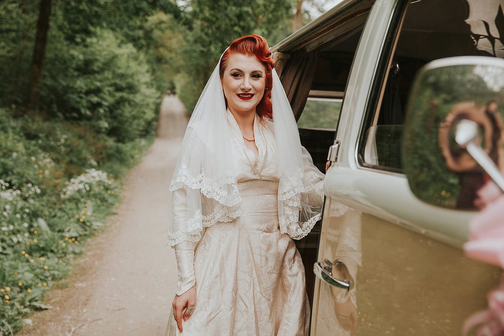 A 1940s vintage wedding and camper van