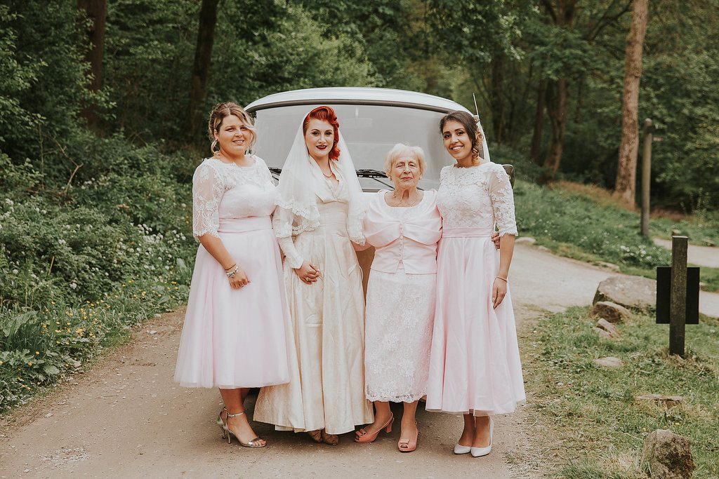 A 1940s vintage wedding and camper van