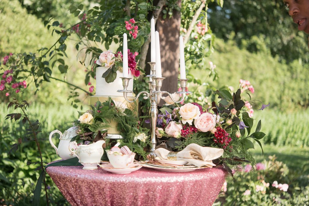 A Pretty Vintage Floral Maximalist Springtime Wedding cake 