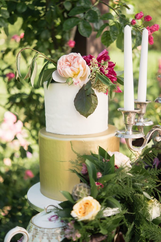 A Pretty Vintage Floral Maximalist Springtime Wedding cake 