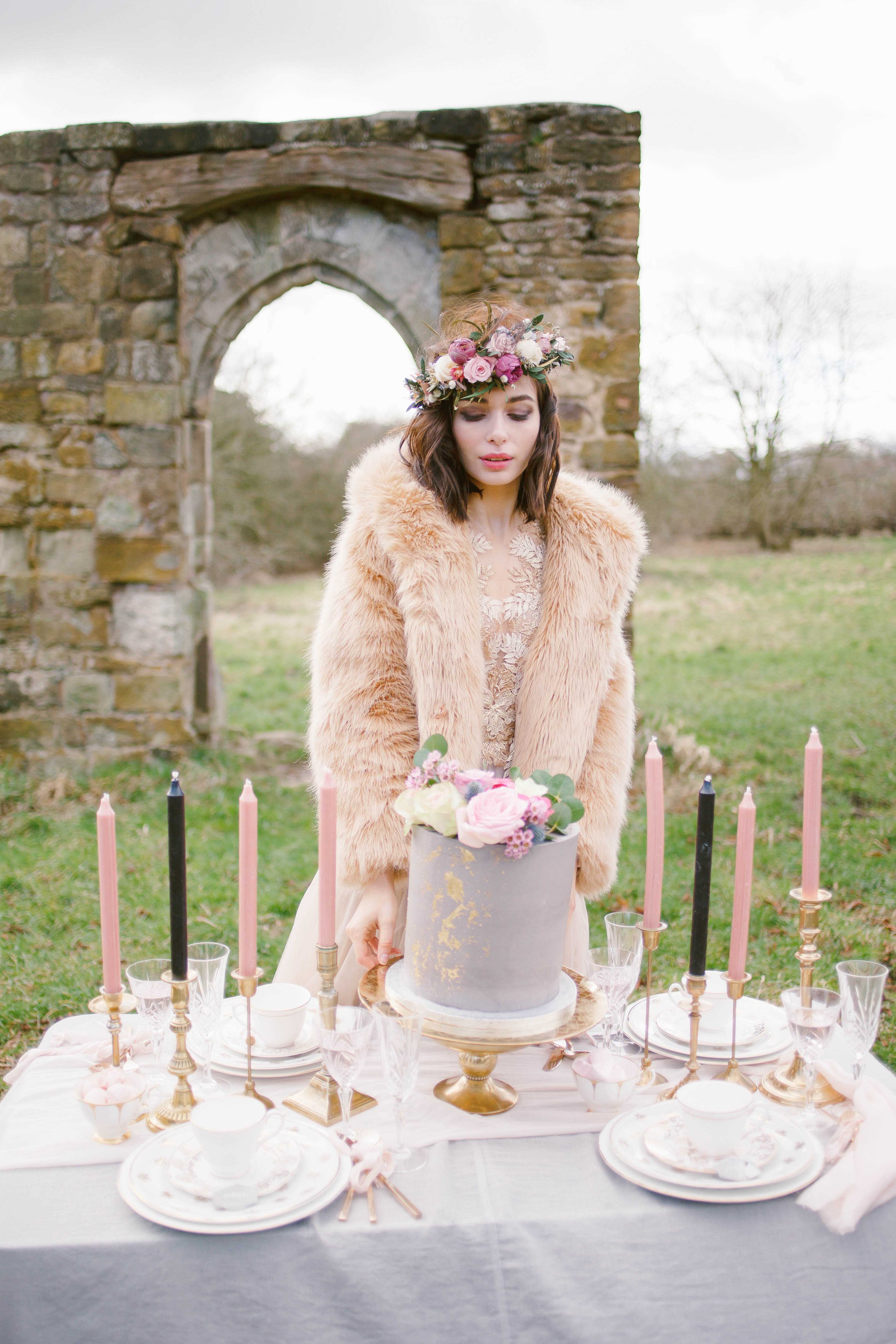 Bridal inspiration with wild florals and a rock chick wedding look