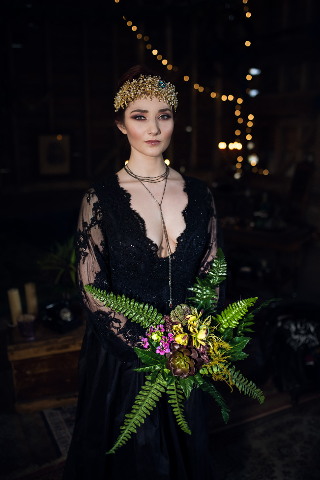 Alternative Wedding styling with dark and dreamy spring vibes at Lodge Farm