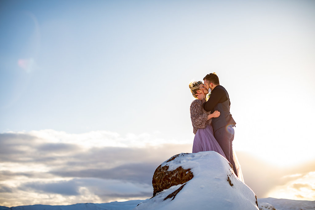 Winter Wedding Wonderland in Iceland with Coloured Bridal Gowns and Regal Headresses