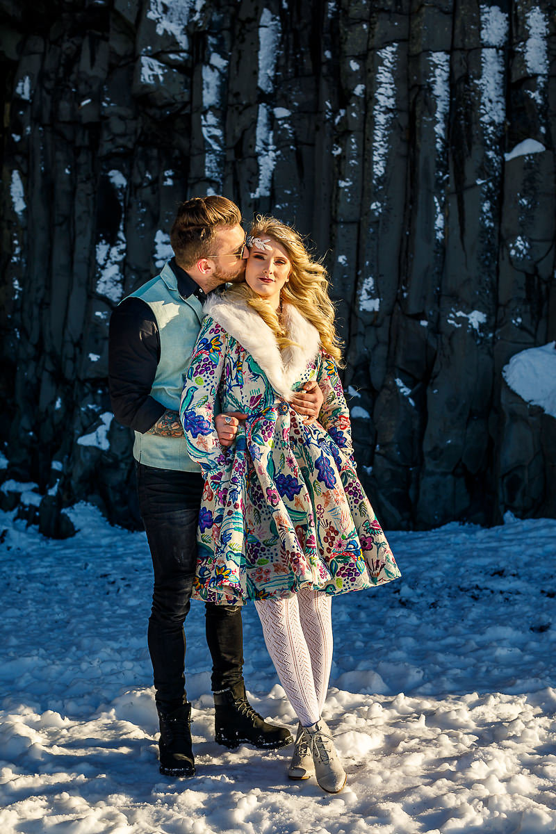 Winter Wedding Wonderland in Iceland with Coloured Bridal Gowns and Regal Headresses