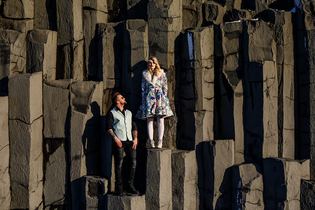 Winter Wedding Wonderland in Iceland with Coloured Bridal Gowns and Regal Headresses