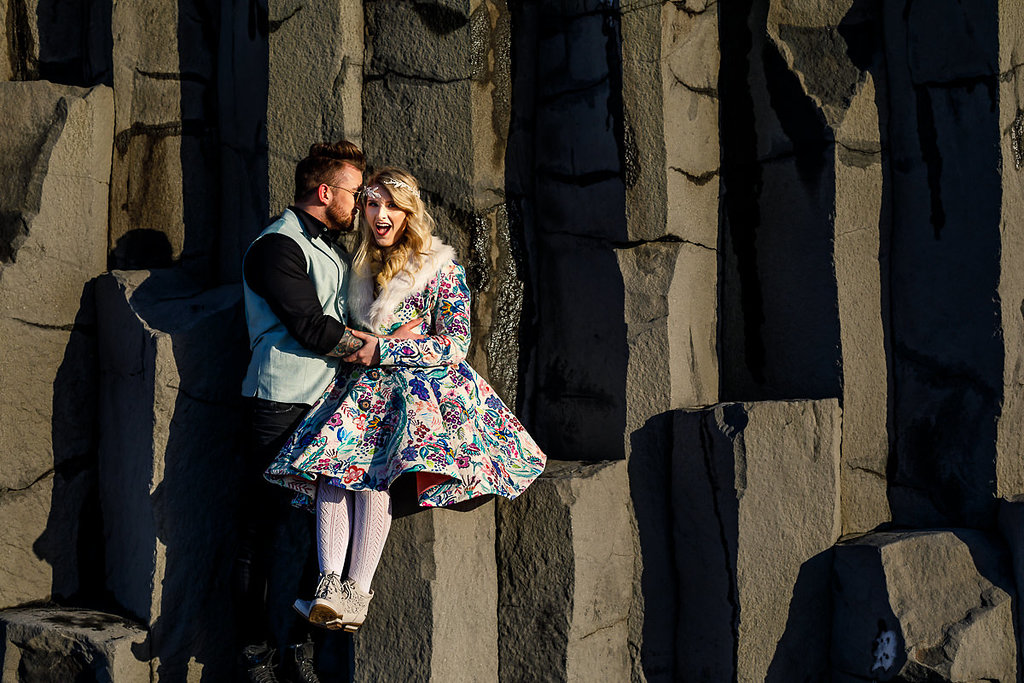 Winter Wedding Wonderland in Iceland with Coloured Bridal Gowns and Regal Headresses