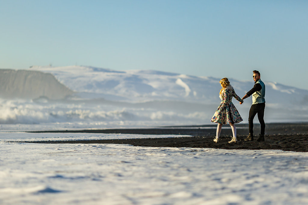 Winter Wedding Wonderland in Iceland with Coloured Bridal Gowns and Regal Headresses