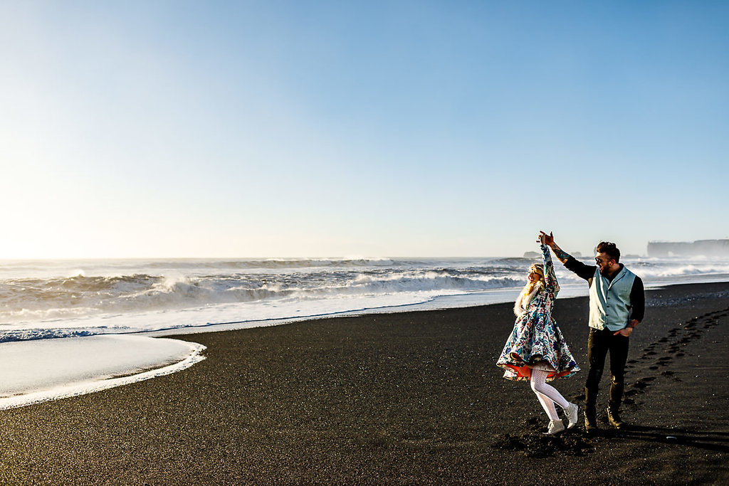 Winter Wedding Wonderland in Iceland with Coloured Bridal Gowns and Regal Headresses