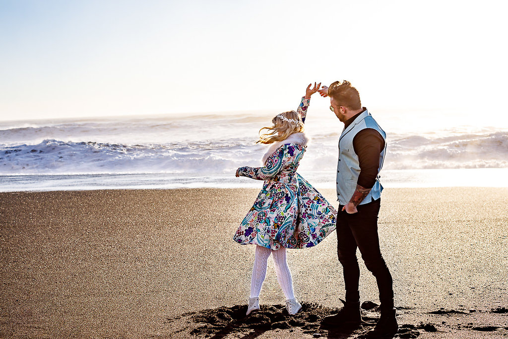 Winter Wedding Wonderland in Iceland with Coloured Bridal Gowns and Regal Headresses