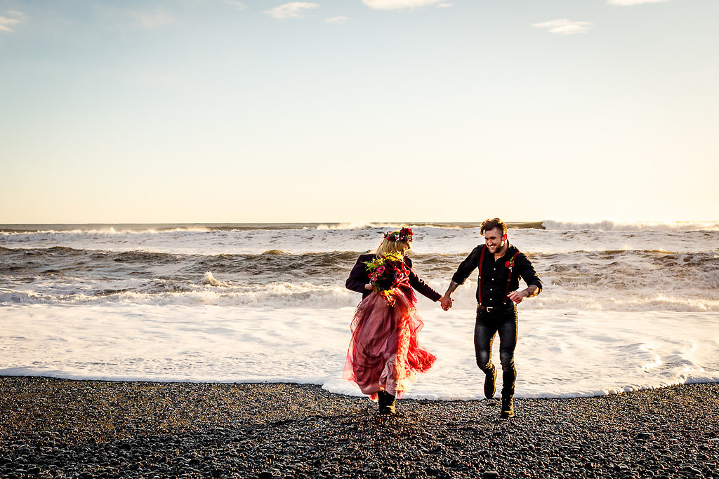 Winter Wedding Wonderland in Iceland with Coloured Bridal Gowns and Regal Headresses