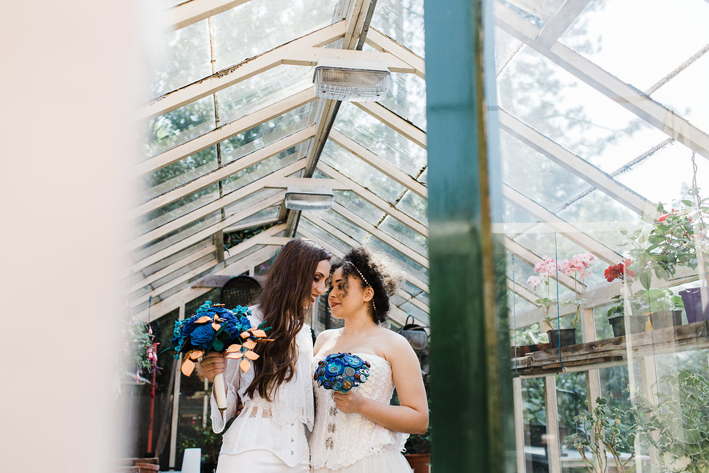 Geeky Wedding Inspiration with Corset Wedding Dresses, Blue Bouquets and a Doctor Who Theme