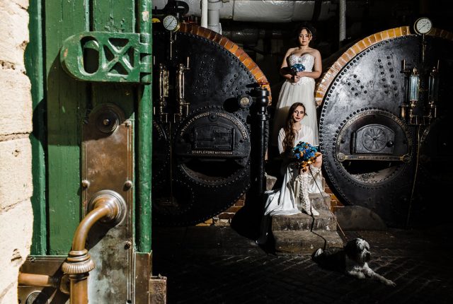 Geeky Wedding Inspiration with Corset Wedding Dresses, Blue Bouquets and a Doctor Who Theme