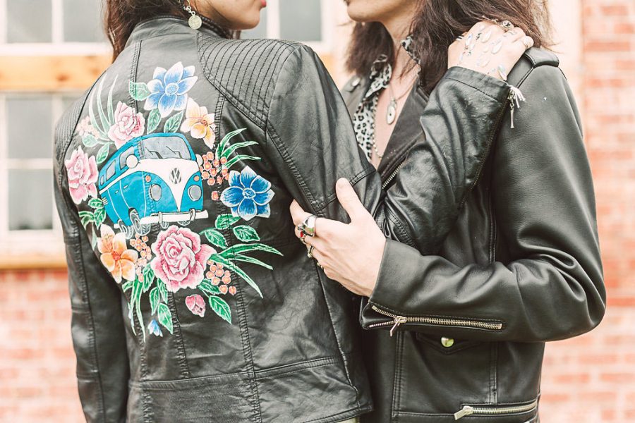 Hand painted leather jackets by Ophelia Rose