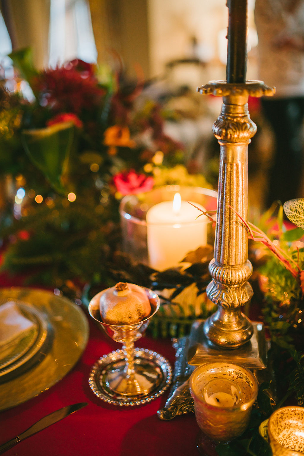 Opulent Red and Gold Vintage Christmas Wedding