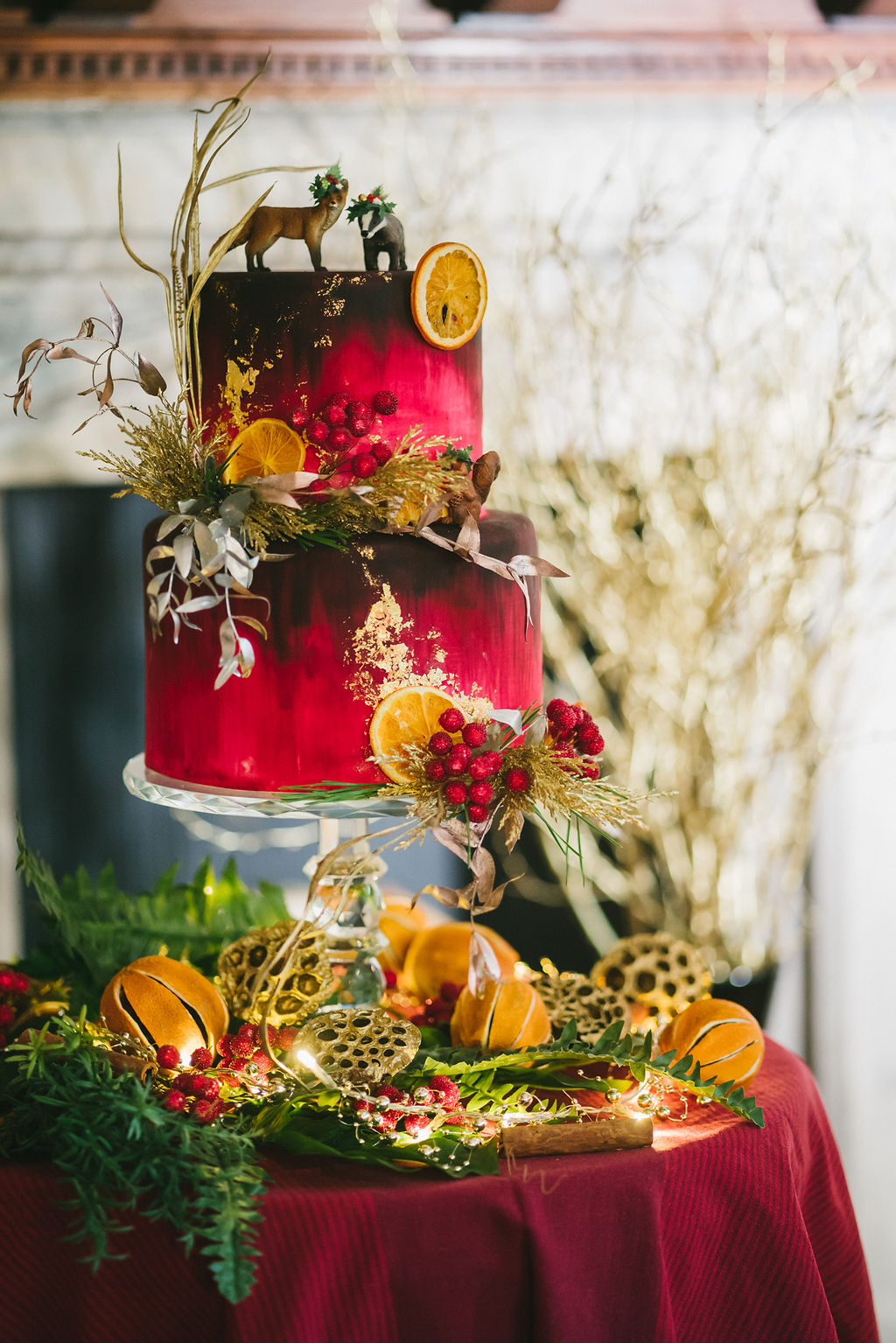 Opulent Red and Gold Vintage Christmas Wedding 