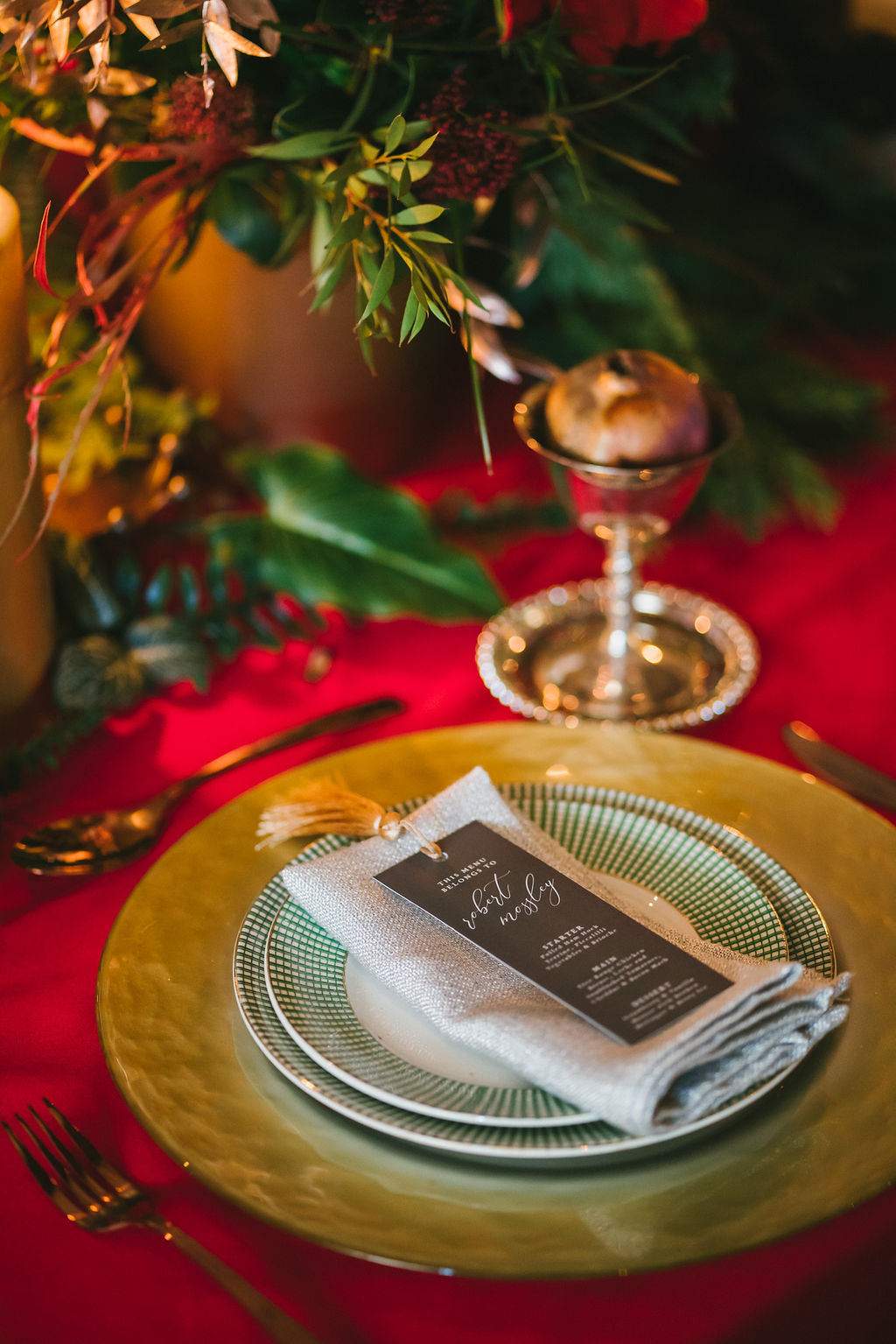 Opulent Red and Gold Vintage Christmas Wedding