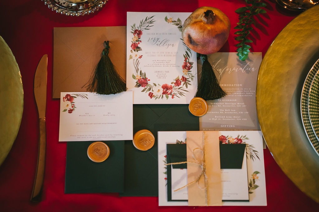 Opulent Red and Gold Vintage Christmas Wedding 