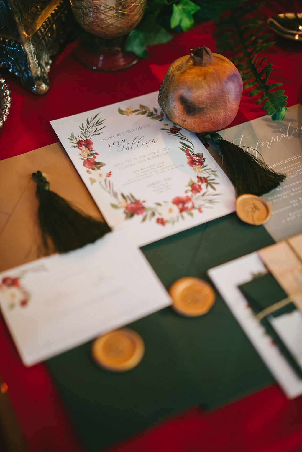 Opulent Red and Gold Vintage Christmas Wedding