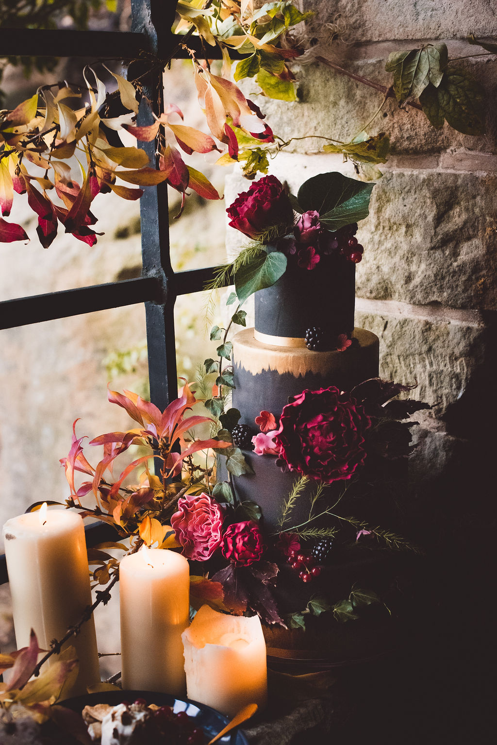 Alternative Winter Wedding Style with Jewelled Cape and Floral Veil