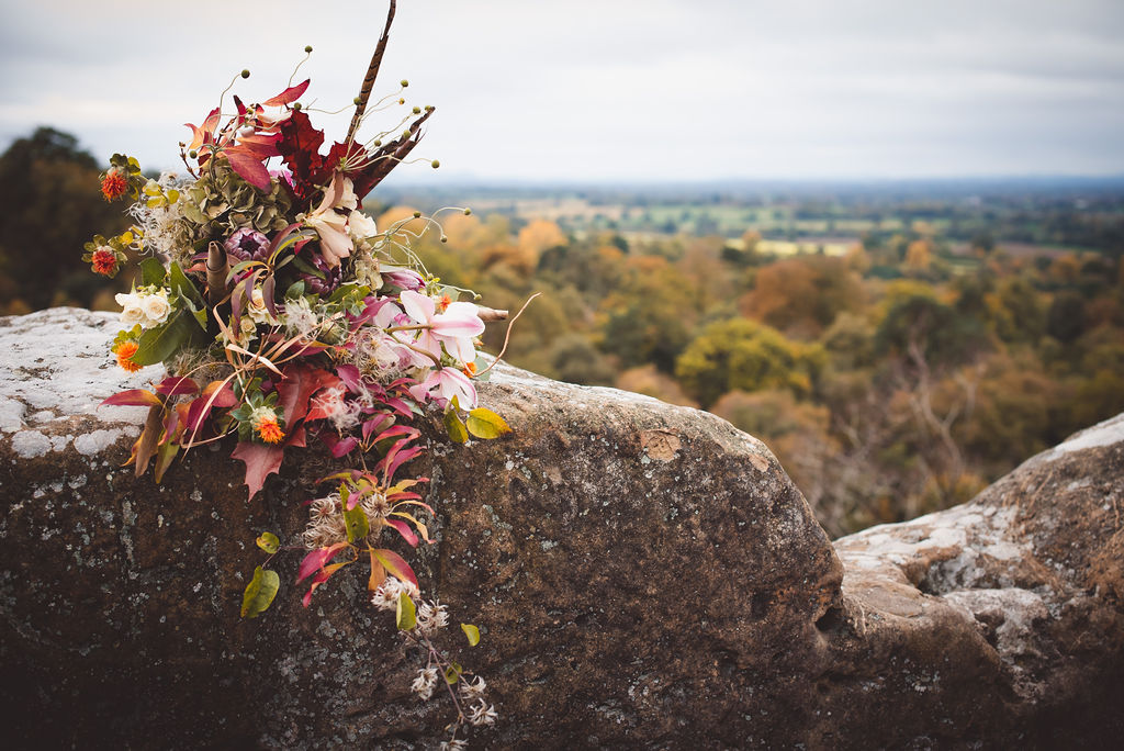 Alternative Winter Wedding Style with Jewelled Cape and Floral Veil