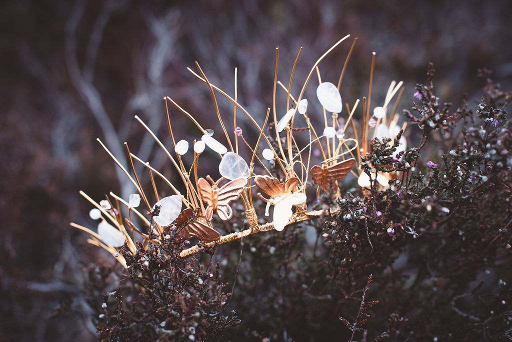 Alternative Winter Wedding Style with Jewelled Cape and Floral Veil