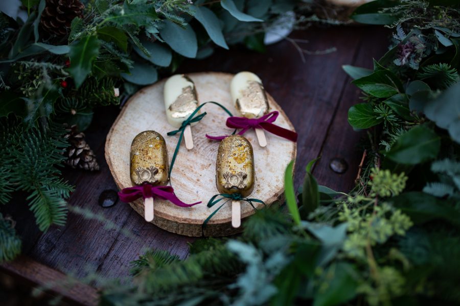 Winter Woodland Wedding Inspiration with Burgundy and Gold Touches