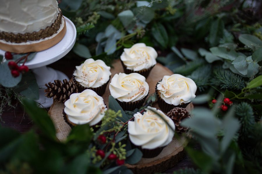 Winter Woodland Wedding Inspiration with Burgundy and Gold Touches