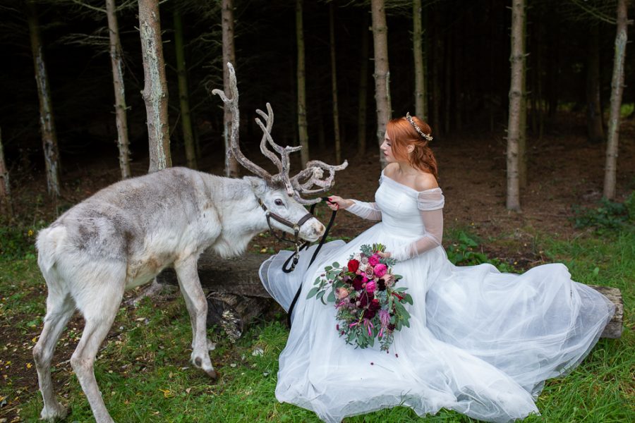 Winter Woodland Wedding Inspiration with Burgundy and Gold Touches