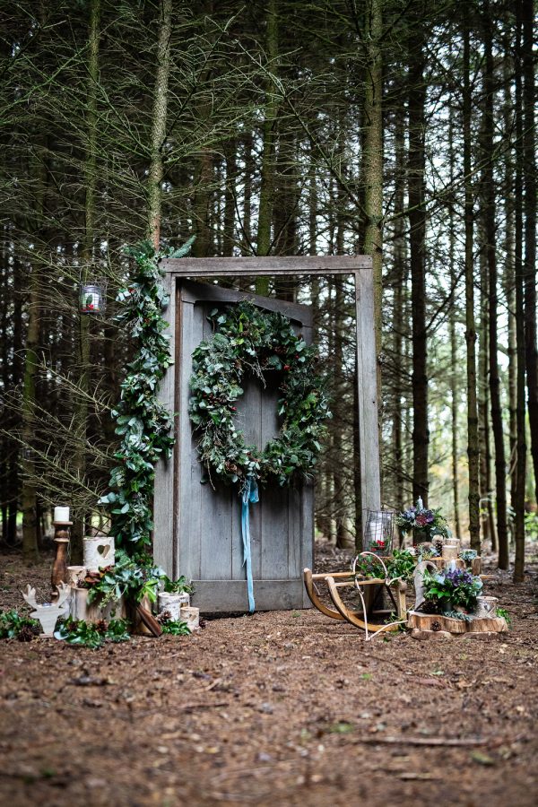 Winter Woodland Wedding Inspiration with Burgundy and Gold Touches