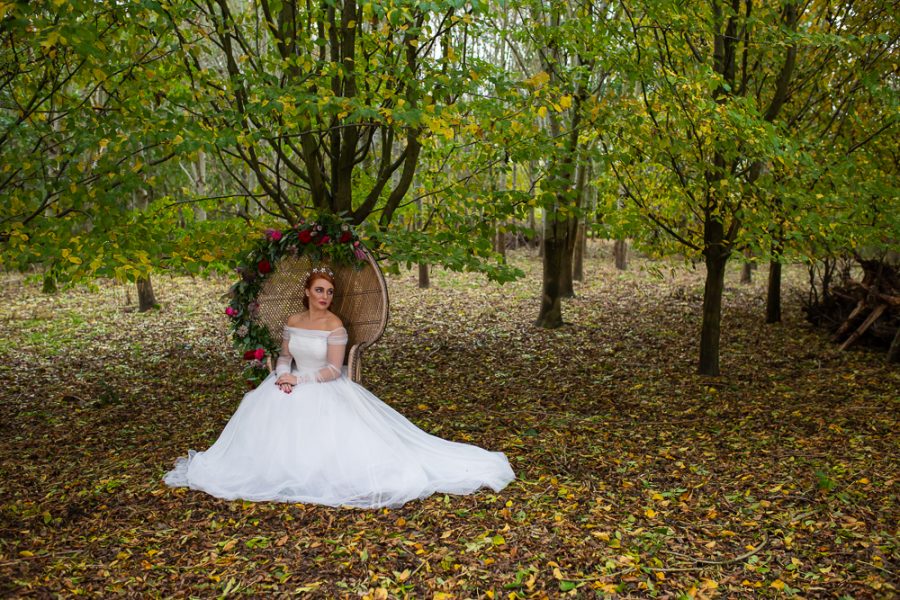 Winter Woodland Wedding Inspiration with Burgundy and Gold Touches